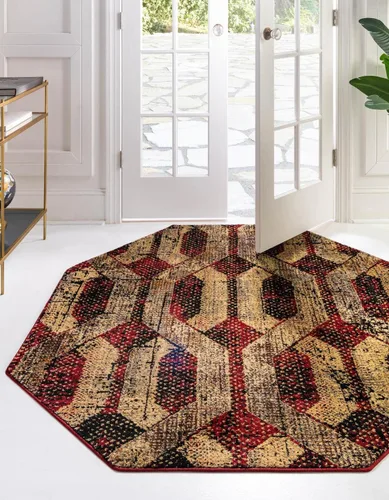 Vista 17 de Unique Loom Saturn Collection - Astra (Runner 2 pies 2 pulgadas x 5 pies 0 pulgadas, beige crema/negro)
