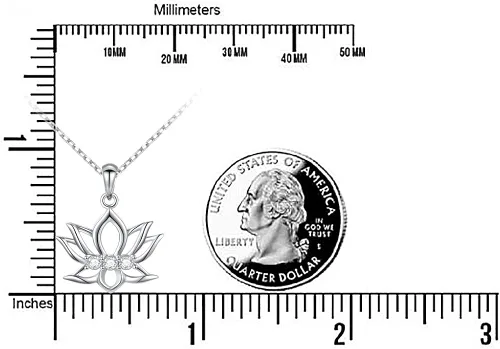 Vista 6 de Collar con colgante de flor de loto de plata de ley 925 con diseño inspirador de circonita cúbica para mujeres y niñas, regalo de yoga, 16 pulgadas