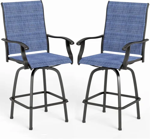 Vista 32 de MFSTUDIO - Juego de 4 taburetes giratorios para exteriores, color azul turquesa