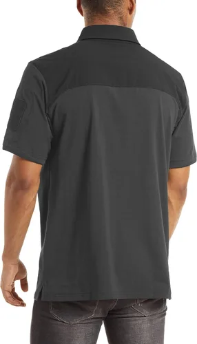 Vista 3 de MAGNIVIT Polo de manga corta para hombre, de secado rápido, militar, táctico, sin botones