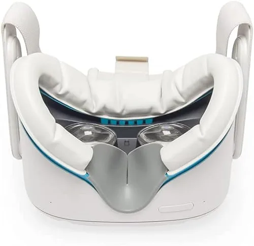 Vista 7 de VR Cover Facial Interface Bracket Foam Replacement with Lens Protector Cover for Meta Quest 2 Virtual Reality Oasis Edition - Light Blue Light Grey