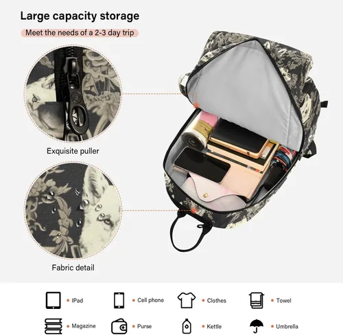 Vista 6 de Mochila de tenis de bádminton resistente al agua de dibujos animados lindo lobo negro tenis bádminton raqueta bolsa para mujeres hombres bolsa
