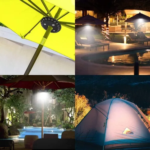 Vista 7 de Forlivese - Lámpara para sombrilla con 3 modos de brillo, inalámbrica, 28 luces LED a 200 lúmenes, alimentación de 4 pilas AA, luz de poste