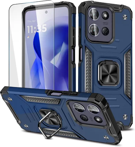 Vista 11 de Funda delgada para Moto One 5G Ace con protector de pantalla, absorción de golpes, resistente a prueba de caídas, con soporte de automóvil, funda