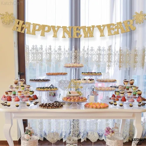 Vista 6 de KatchOn, Cartel de feliz año nuevo dorado con purpurina – 10 pies, Bye 2026 Hello 2026 Banner Decoraciones de feliz año nuevo, letrero de feliz