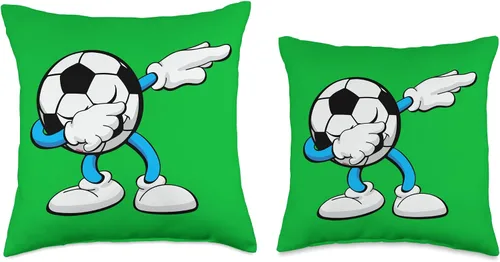 Vista 3 de Dabbing Soccer Ball Funny Cartoon for Soccer Fans Players Throw Pillow