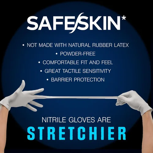 Vista 7 de SAFESKIN Nitrile Exam Gloves Disposable - 3.5 Mil, Gray, Powder Free Gloves for Medical, Dental, Cleaning, Cooking