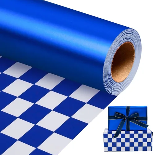 Vista 20 de Homeral Rollo de papel de regalo Jumbo de 30 pulgadas x 32.8 pies, color azul rey metálico para Navidad, cumpleaños, vacaciones, boda, baby shower