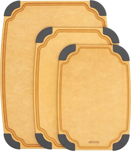 Vista 15 de Essential Series - Juego de tablas de cortar de madera 2 en 1 para cocina, tabla de madera para cortar verduras, pan, queso, carne, ensalada, tabla