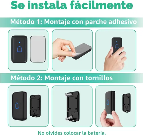 Vista 6 de Kits de timbre inalámbrico con 2 receptores IP66, impermeable, 1000 pies, para profesores de aula, con 66 tonos de llamada, 7 niveles de volumen