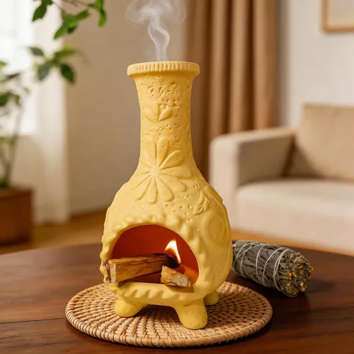 Vista 18 de MOUGIGI Soporte de Palo Santo Hecho a Mano y Quemador de Conos de Incienso - Elegante Accesorio para Limpias de Salvia con Capacidad para Rituales
