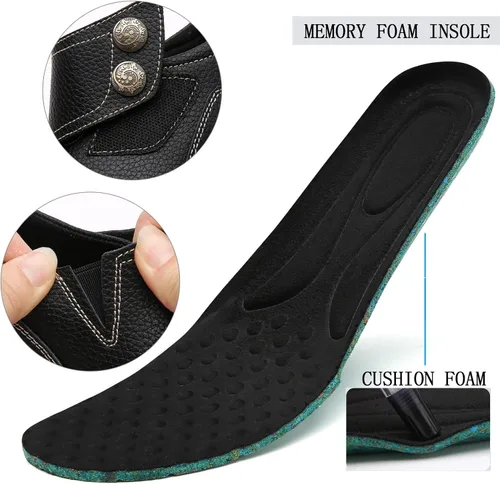 Vista 3 de Mocasines Penny y zapatos sin cordones para mujer, zapatos planos de cuero para conducir, cómodos zapatos de trabajo para caminar