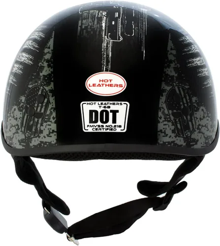 Vista 6 de Hot Leathers HLD1043 - Casco de calavera con diseño de calavera DOT Avanzado en blanco y negro brillante