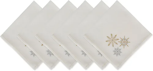 Vista 15 de Colección de mesa navideña DII Sparkle Metallic, camino de mesa, 14x72 pulgadas, copos de nieve en jacquard