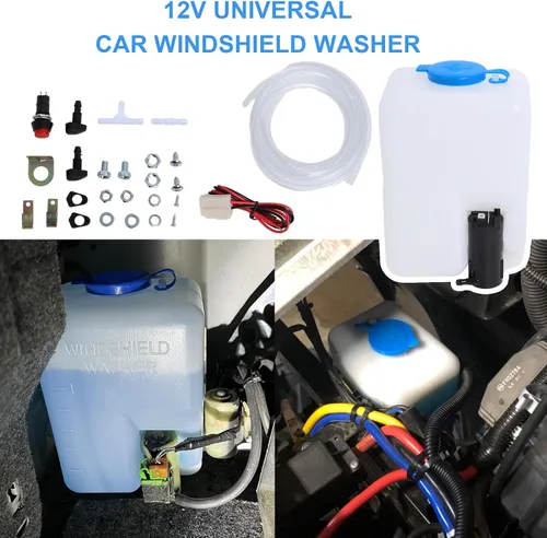 Vista 6 de Wadoy Kit de depósito de bomba de limpiaparabrisas universal 99300 depósito de líquido botella con bomba Washer Fluid Reservoir Tank Bottle with