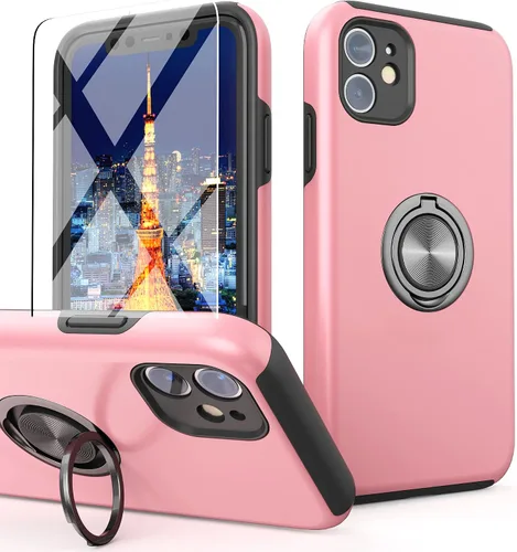 Vista 11 de Funda compatible con iPhone 11 con protector de pantalla de vidrio templado, funda para iPhone 11 negra para hombre, funda protectora delgada 2 en 1