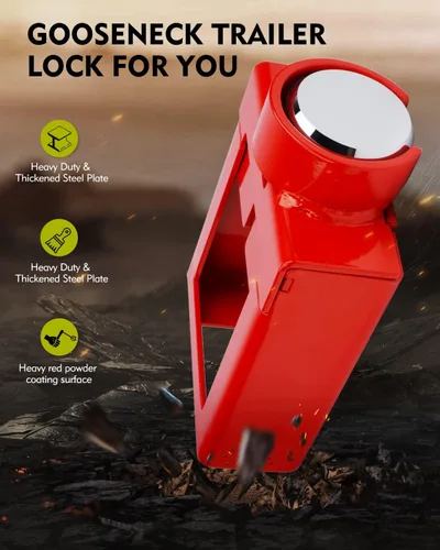 Vista 4 de Cerradura de remolque de cuello de cisne para la mayoría de acopladores de placa inferior de 7 pulgadas, cerradura de remolque diseñada por patente