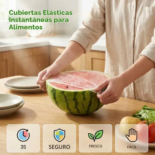 Vista 2 de Cubiertas elásticas desechables para alimentos para tazones reutilizables