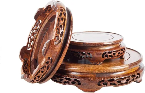 Vista 4 de Soporte de planta en maceta interior con base de madera de ala de pollo pulida compacta Hard Solid Wood Provides Solid Heavy Texture, Delicate