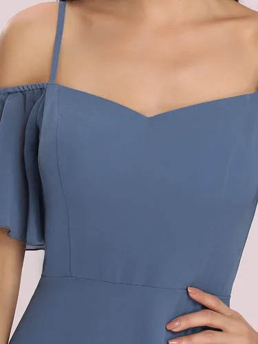 Vista 5 de Ever-Pretty Vestidos de dama de honor de gasa con mangas y hombros descubiertos para mujer 0237