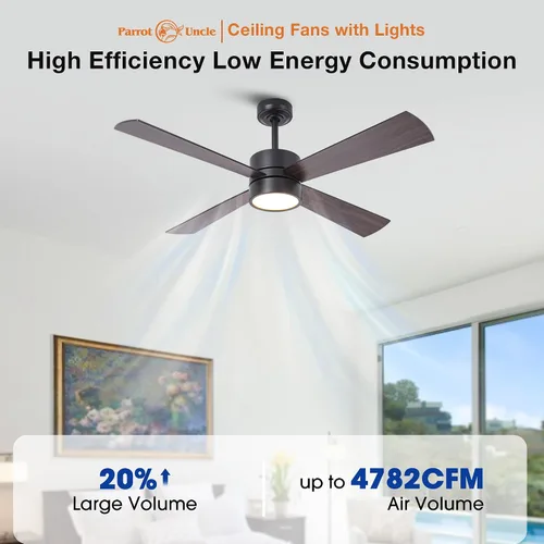 Vista 6 de Ventiladores de techo con luces, ventilador de techo de araña de 52 pulgadas con LED RGB para dormitorio, sala de estar, control remoto/aplicación