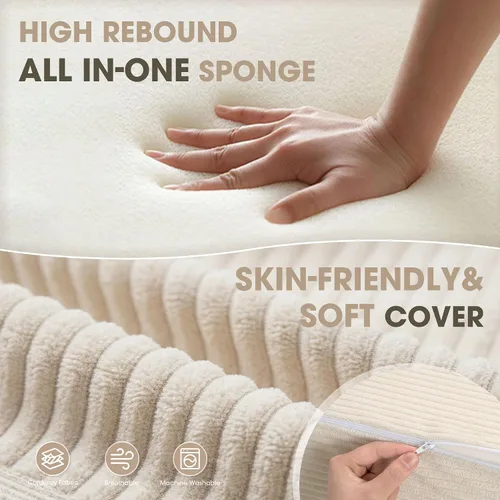 Vista 6 de Kasunpul sofá cama plegable con cojín, sofá cama plegable de espuma viscoelástica, silla cama convertible con funda lavable, sofá futón para piso