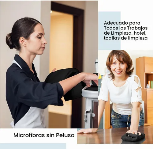 Vista 5 de Macarrie 200 paños de limpieza de microfibra, 12 x 12 pulgadas, 200 GSM Negro