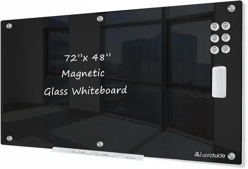 Vista 13 de J&J worldwide Pizarra blanca de vidrio magnético negro de 47 x 35 pulgadas, sin marco, de vidrio templado, borrado en seco, para montaje en pared