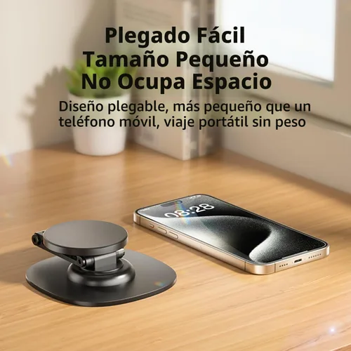 Vista 8 de Soporte magnético para teléfono para escritorio, giratorio de 360 grados, ajustable, plegable, de aluminio para MagSafe con base antideslizante