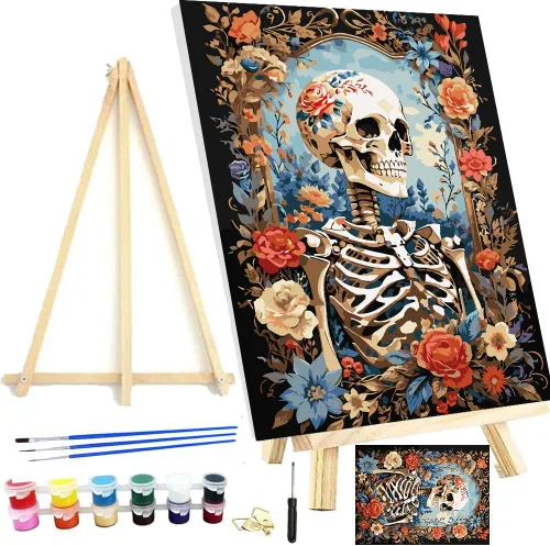 Vista 31 de Meothan Kits de pintura por números para adultos enmarcados, pintura de otoño por números para adultos principiantes, kits de pintura de calabaza