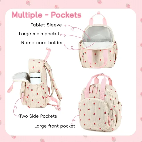 Vista 4 de Bluboon Mochila infantil para niñas y niños de 2 a 4 años, lindas mochilas de 12 pulgadas para preescolar, mochilas para guardería, escuela, viajes