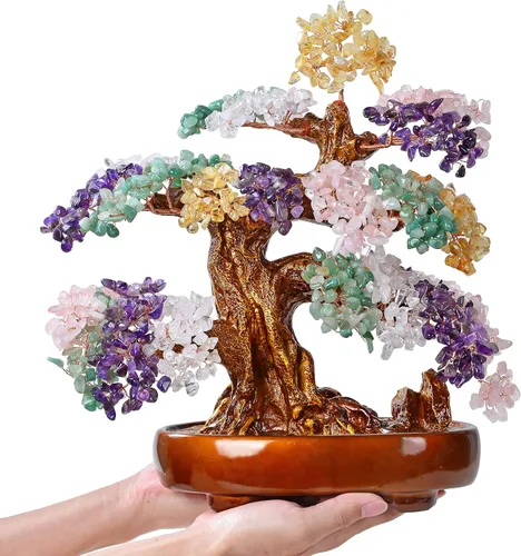 Vista 9 de KALIFANO Amatista natural (1,251 piedras preciosas) Árbol de cristal de chakra con propiedades curativas – Bonsái Feng Shui árbol de dinero
