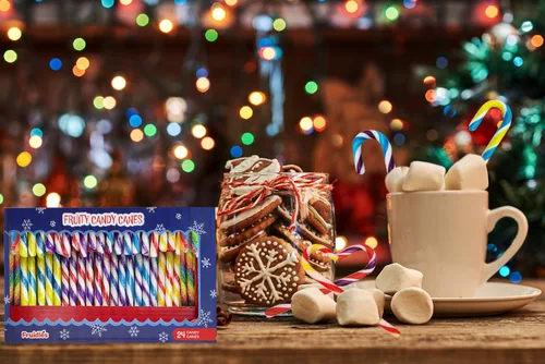 Vista 5 de 12 unidades de bastones de caramelo de frutas mixtas, bastones de caramelo duros de Navidad envueltos individualmente de 0.44 onzas, palitos dulces