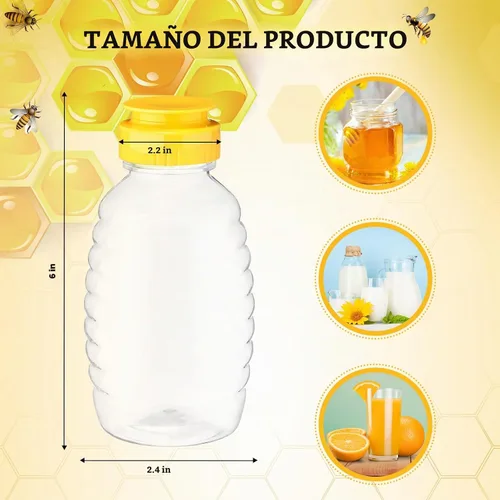 Vista 2 de Didaey - Paquete de 72 botellas de plástico de miel de 16 onzas con tapa