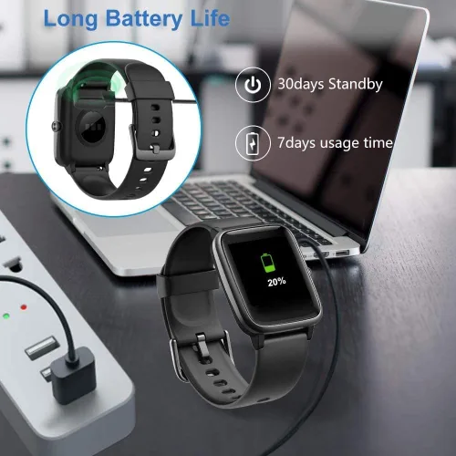 Vista 5 de Lamshaw Compatible con el cargador de reloj inteligente LIGE K57, cable de carga USB magnético de repuesto compatible con relojes inteligentes Negro