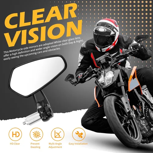 Vista 7 de Espejos retrovisores negros de aluminio CNC para extremos de manillar de motocicleta Compatible con GROM MSX125 CB500F Kawasaki Z125 pro Z650 Z750