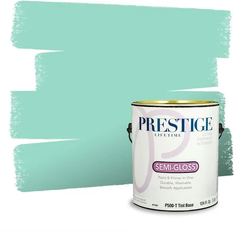 Vista 194 de Prestige Paints - Pintura exterior e imprimación en uno, 1 galón, plano, compatibilidad comparable con el color menta «Whipped Mint» de Behr