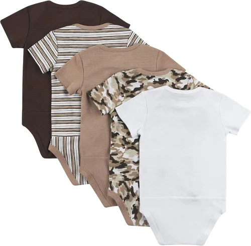 Vista 2 de Hanes Mamelucos para bebé, Ultimate Flexy de manga corta para niños y niñas, paquete de 5