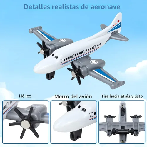 Vista 3 de Paquete de 6 Aviones de Juguete, Juguete de Avión de Metal Fundido para Niños de 3, 4-7, 8-12 Años, Modelo de Aviones de Aleación/Aviones