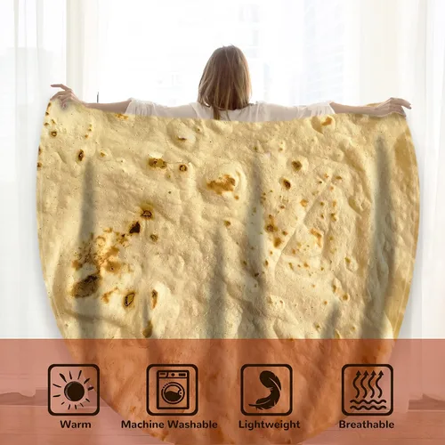 Vista 7 de Moonysweet Manta de tortilla de doble cara para adultos y niños, manta de comida novedosa, franela de vellón mullido, diseño realista