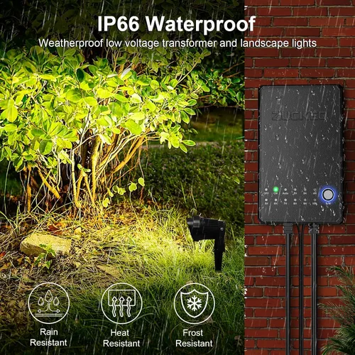Vista 4 de ZUCKEO Kit de iluminación de paisaje todo en uno, luces LED de bajo voltaje de 5 W con transformador y cable de 80 pies, foco impermeable