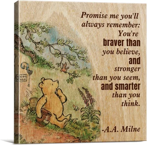 Vista 18 de Arte de pared clásico con cita de Winnie the Pooh, retro, Any Day Spent With You is My Favorite Day Sayings, lienzo, cuadros enmarcados, letrero