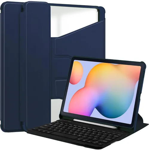 Vista 14 de kaidisen Funda con teclado giratorio 360° para Galaxy Tab S6 Lite de 10.4 pulgadas, soporte vertical, teclado magnético desmontable, funda Azul/claro