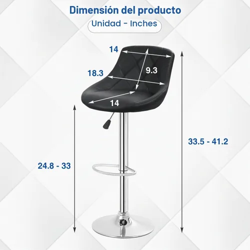 Vista 8 de FDW Juego de 2 taburetes de bar, taburetes giratorios, sillas de bar ajustables en altura con respaldo de piel sintética, taburete de bar giratorio