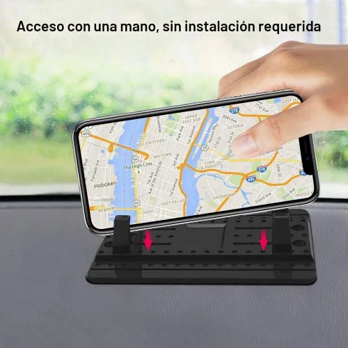 Vista 4 de FineGood Soporte de teléfono para coche con cepillo de ventilación de aire, soporte universal de silicona para teléfono celular para automóvil