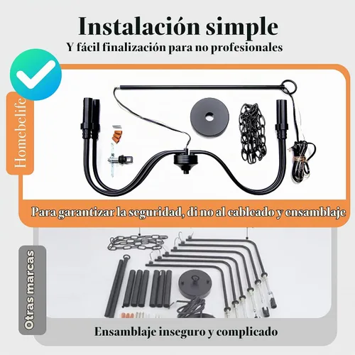 Vista 5 de Lámpara de araña de 5 luces, lámpara colgante lineal para isla de cocina, comedor y sala de estar, acabado negro mate