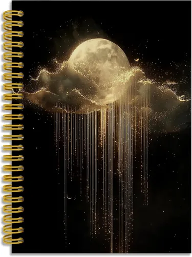 Vista 19 de Dark Witchy Moon Stars Notebook Journal, Celestial Astrology Witchy Gifts for Women Journal, Crescent Moon Face Starry Forest Spiral Notebook