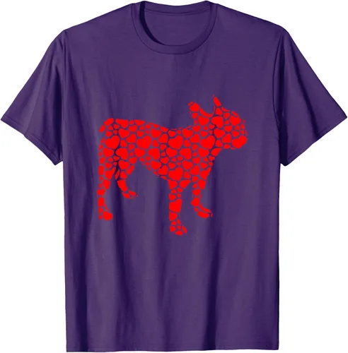 Vista 17 de Camiseta de San Valentín con forma de corazón Bulldog francés, Negro