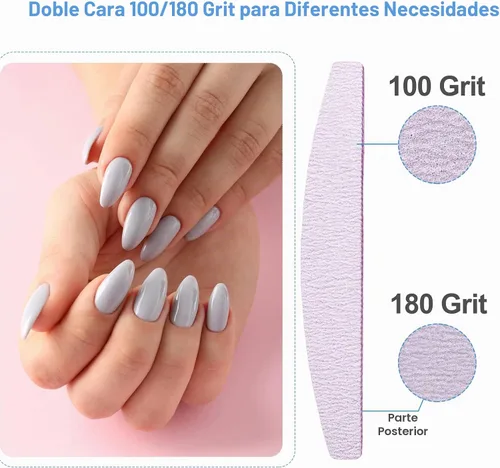 Vista 2 de Limas de uñas (25 piezas), lima de uñas de grano 100/180, tablero de esmeril a granel para uñas acrílicas y uñas naturales, limas para uñas