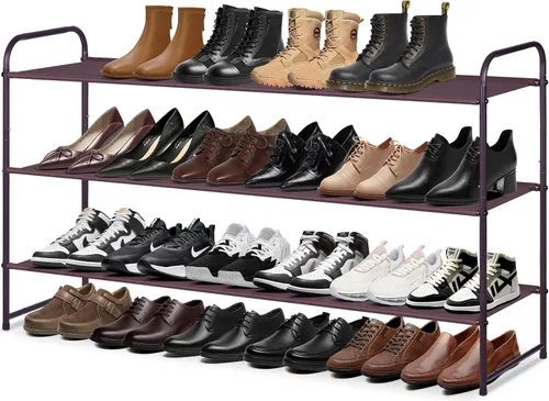 Vista 9 de MISSLO Zapatero largo de 2 niveles para armario, organizador de zapatos con capacidad para 18 pares, estante de almacenamiento de zapatos ancho